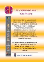 COMUNICADO SOBRE ALOJAMIENTOS EN EL CAMINO DE SAN SALVADOR