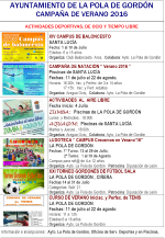 Programa de Actividades Deportivas, Ocio y Tiempo Libre del Verano 2016
